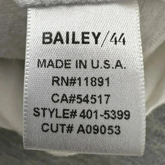 Bailey 44 Womens L Denim White Super Soft Stretchy Arms Hood Back Hidden Zipper - Picture 15 of 16